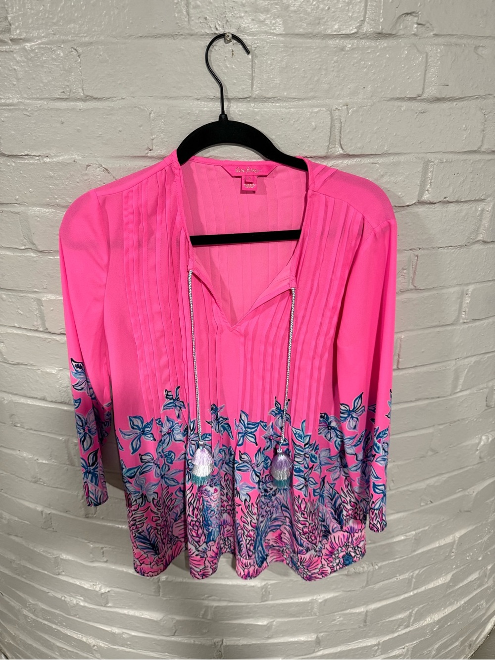 Lilly Pulitzer Marilina Tunic in the "Pink Tropics Lucky Lady" Print